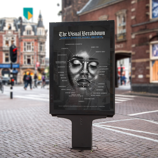 Facial Piercing Chart, Blue Grunge