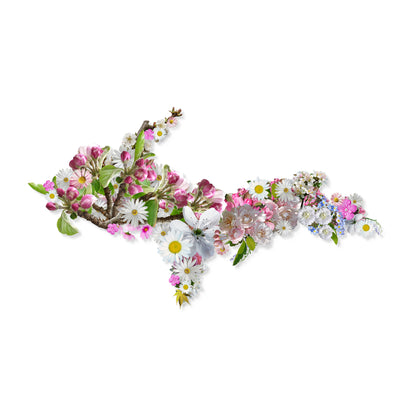 Apple Blossom, Upper Peninsula Silhouette, Holographic stickers