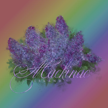 Holographic "Mackinac Island Lilac Calligraphy" Sticker
