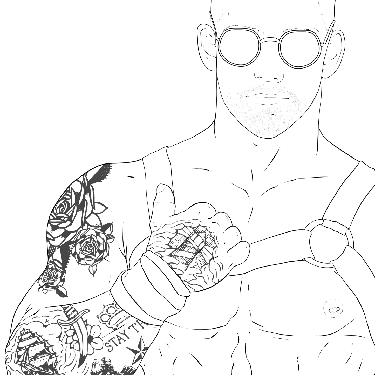 Gay and Queer 18/21+ Adult Coloring Book, Special Demi-Issue, Leather and Shibari