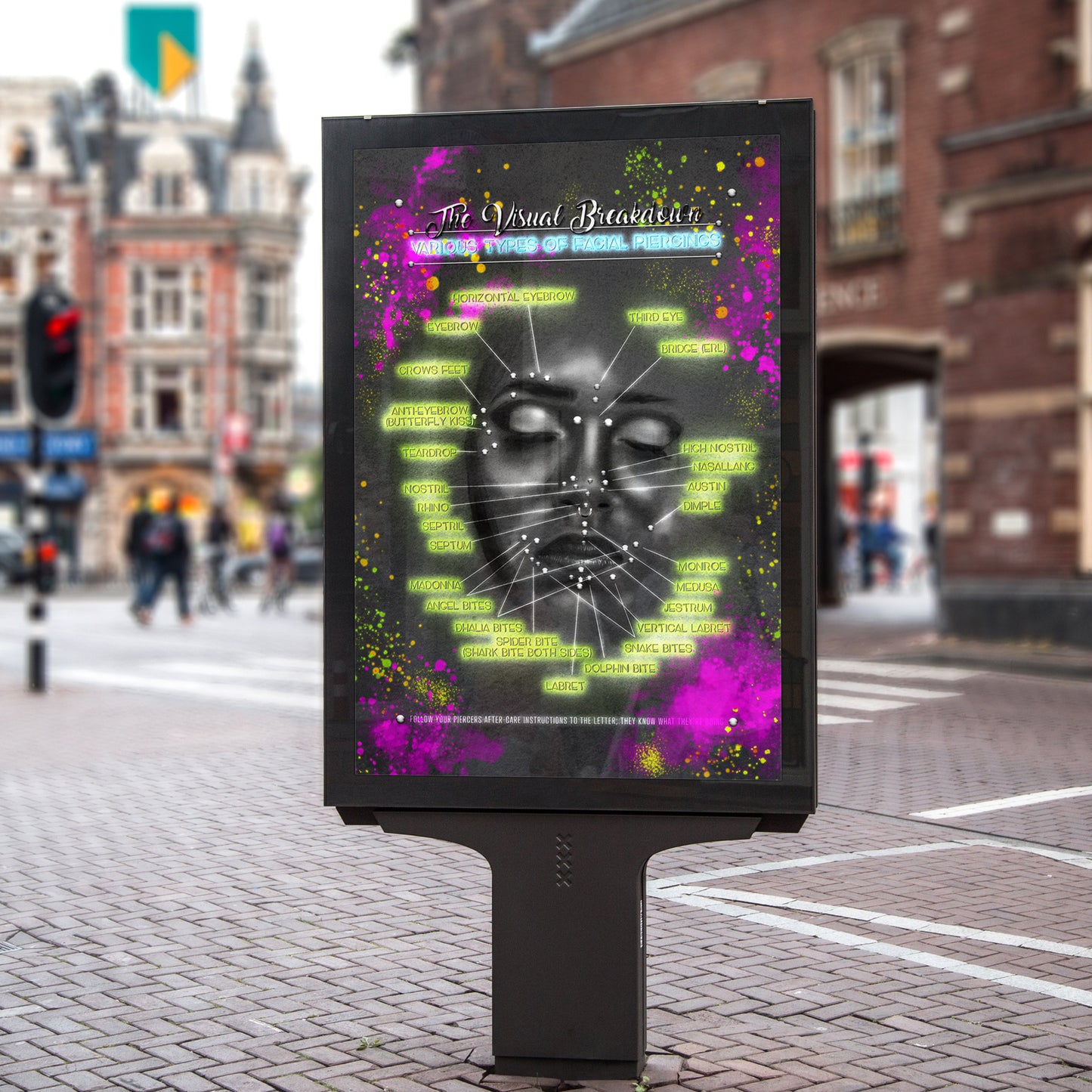 Neon Face Piercing Chart