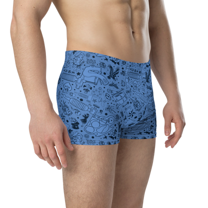 Tattooist Blue Repeating Pattern Boxer Briefs
