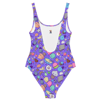 Kawaii Repeating Food Pattern One-Piece Swimsuit