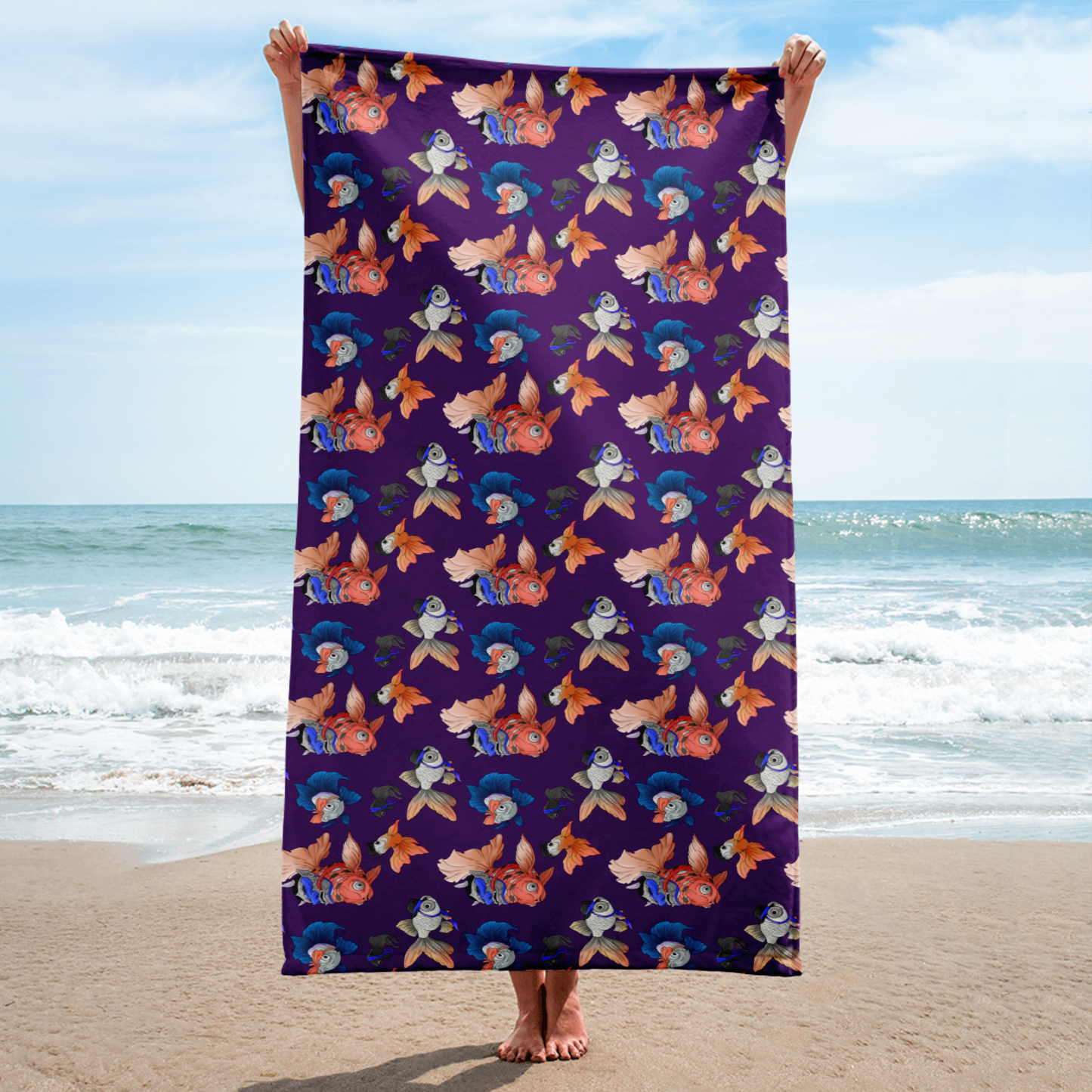 Dressed Up Goldfish Beach Towel