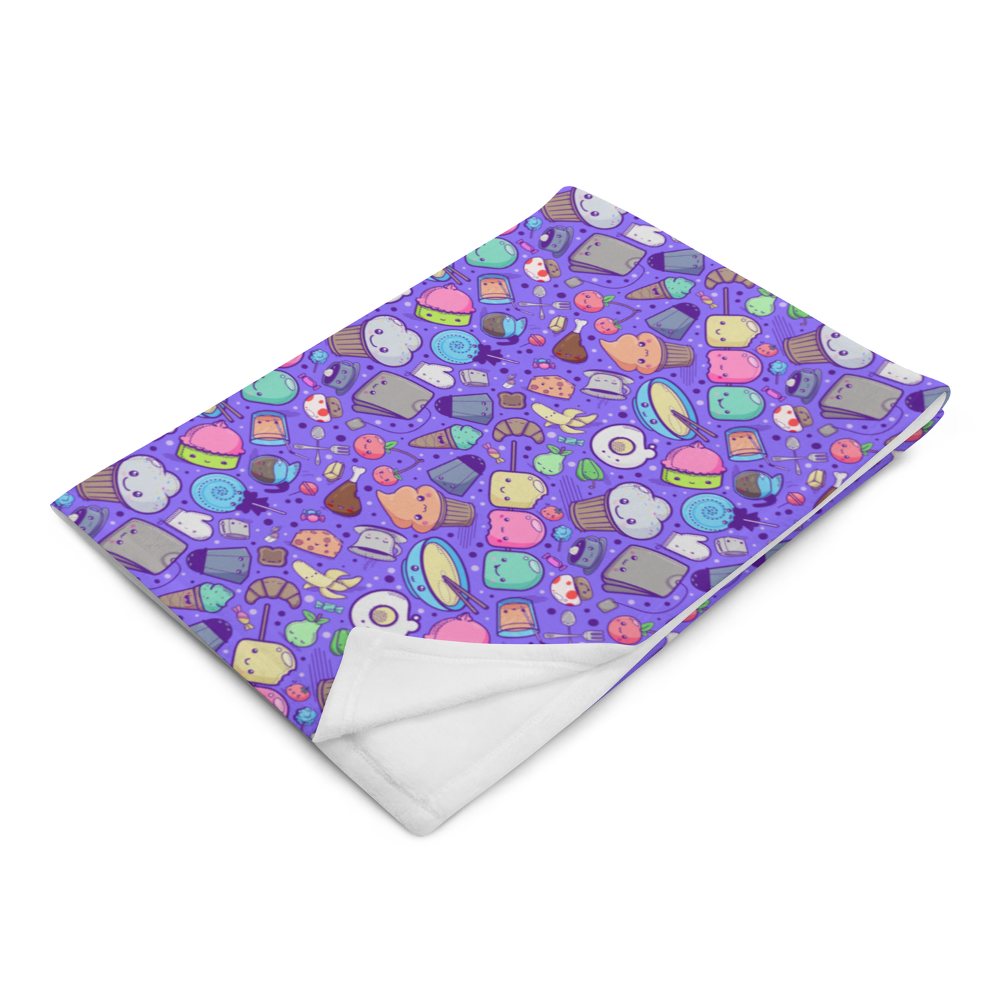 Kawaii Throw Blanket, Adorable Food Pattern Blanket for Kids and Adults