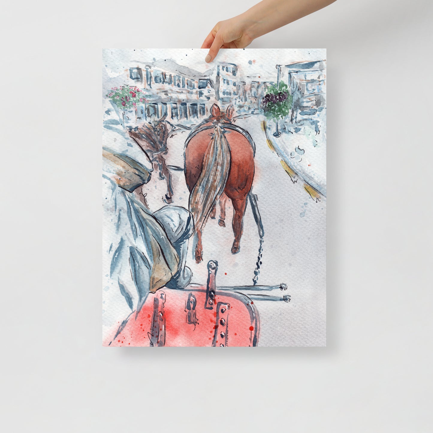 Mackinac Carriage Ride Watercolor